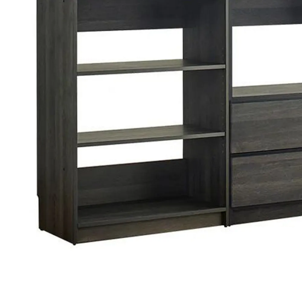 Dee Modular Closet System, 2 Clothing Racks, 6 Shelves, Dark Gray Wood By Casagear Home