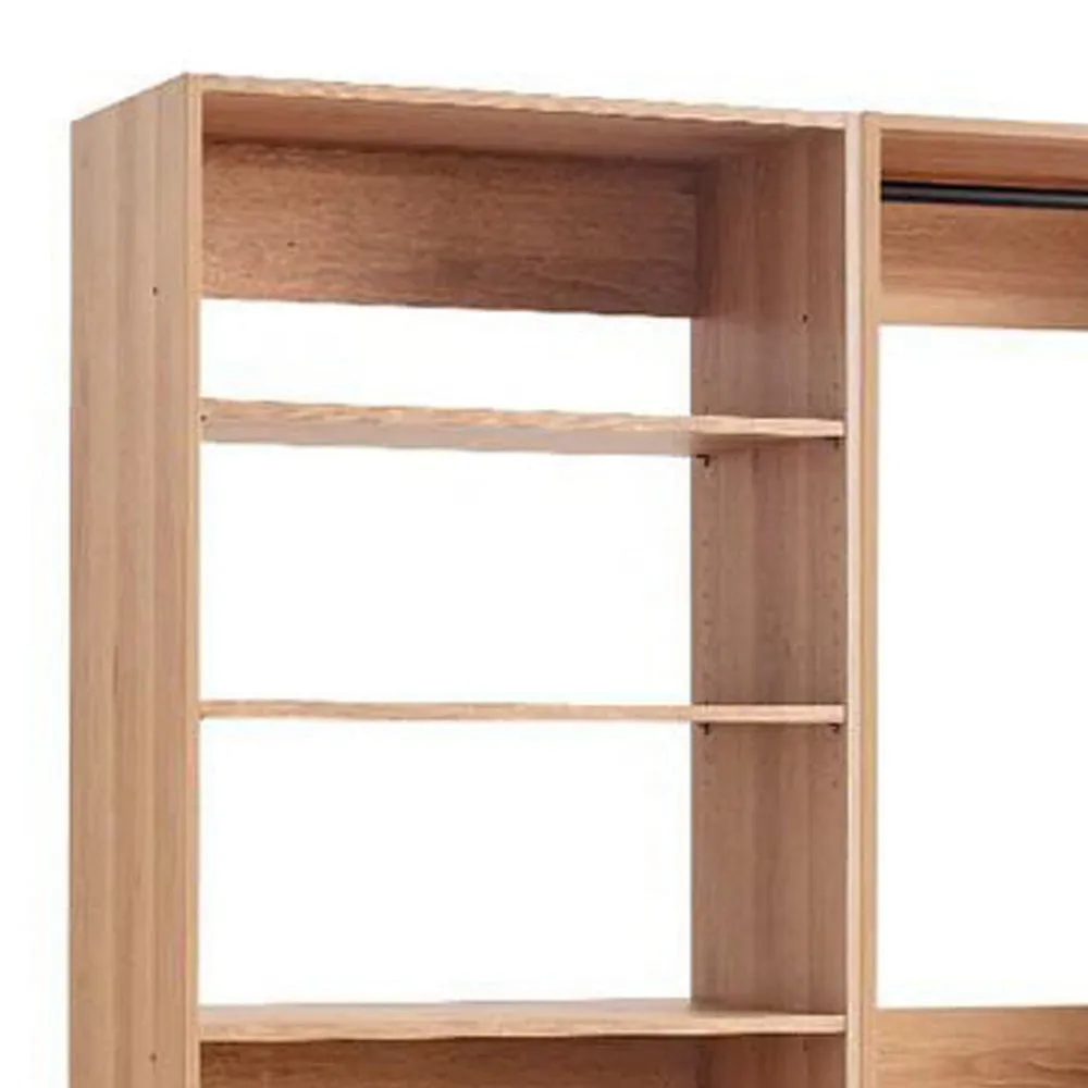 Dee Modular Closet System, 3 Clothing Racks, 6 Shelves in Oak Brown Wood By Casagear Home