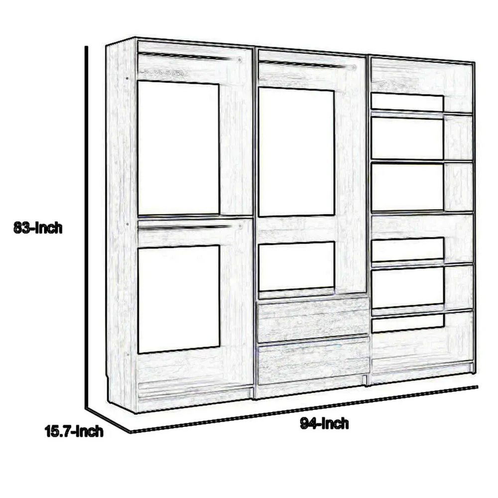 Dee Modular Closet System, 5 Floating Shelves, 2 Drawers, Oak Brown Wood By Casagear Home