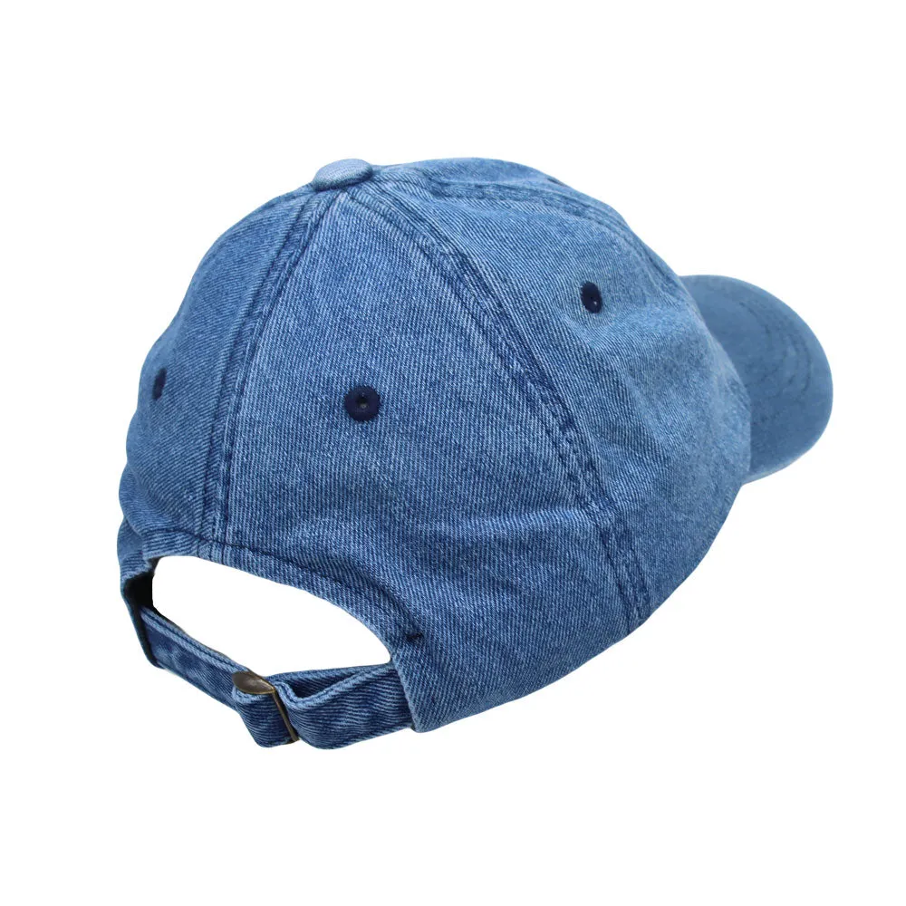 Denim Baseball Cap NY Beads Embroidery Cotton Casual Dad Hat JD11398