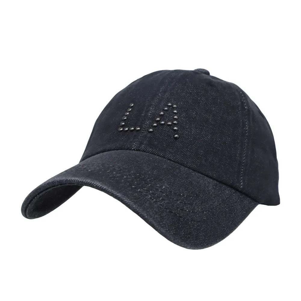 Denim Baseball Cap NY Beads Embroidery Cotton Casual Dad Hat JD11398