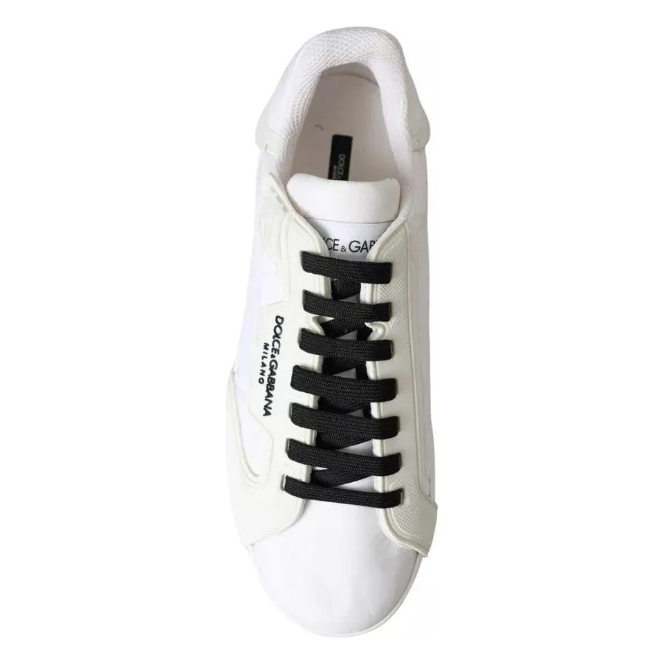 Dolce & Gabbana White Portofino Logo Low Top Trainers Sneakers Shoes