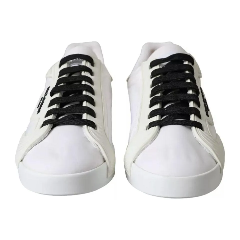 Dolce & Gabbana White Portofino Logo Low Top Trainers Sneakers Shoes