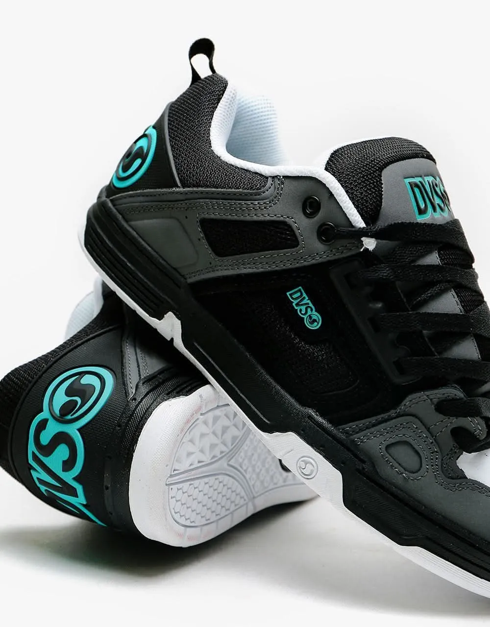 DVS Comanche Skate Shoes - Black/Charcoal/Turquoise Nubuck