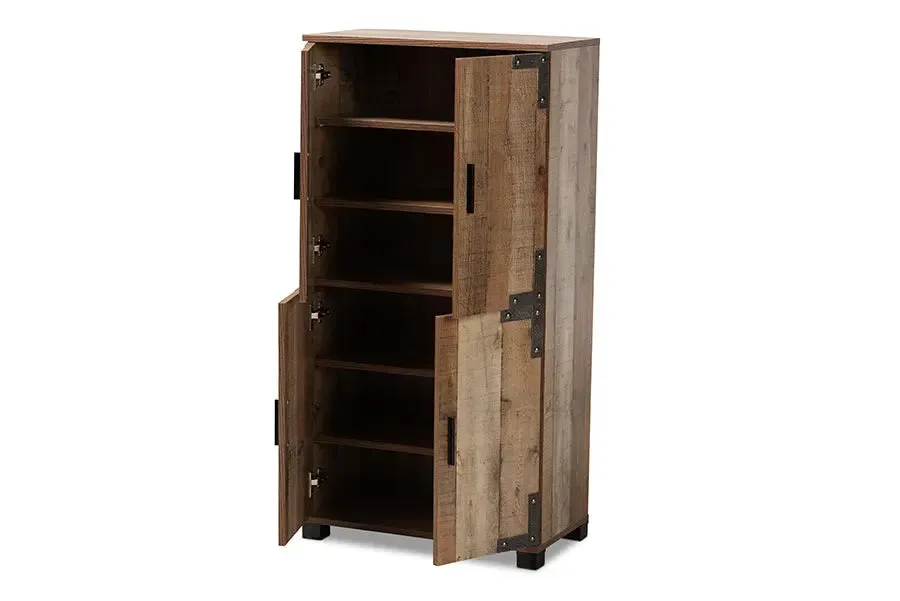 Fella Farmhouse Rustic Finished Wood 4-Door Shoe Cabinet