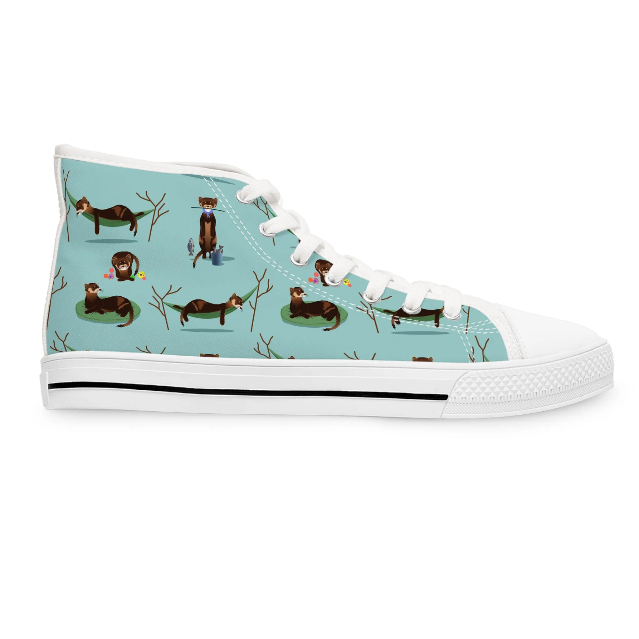 Ferrets Blue Background Women's High Top Sneakers