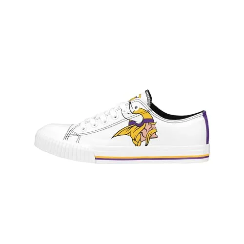 FOCO Minnesota Vikings NFL Womens Big Logo Low Top White Canvas Shoes - 8/L