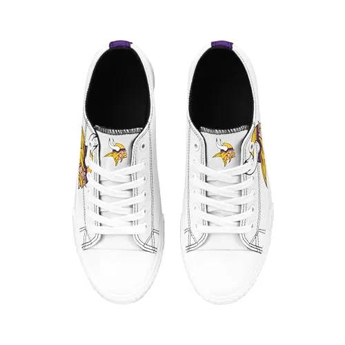 FOCO Minnesota Vikings NFL Womens Big Logo Low Top White Canvas Shoes - 8/L