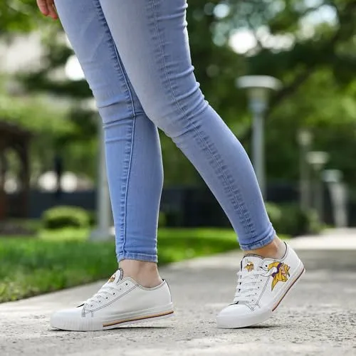 FOCO Minnesota Vikings NFL Womens Big Logo Low Top White Canvas Shoes - 8/L