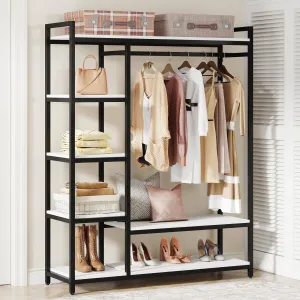 Freestanding Closet Organizer, Garment Rack with 6 Shelves