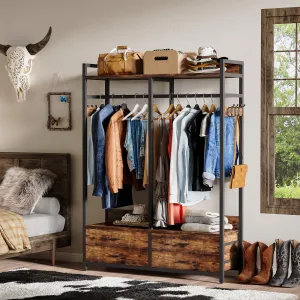 Freestanding Closet Organizer, Garment Rack with Drawers & Shelves