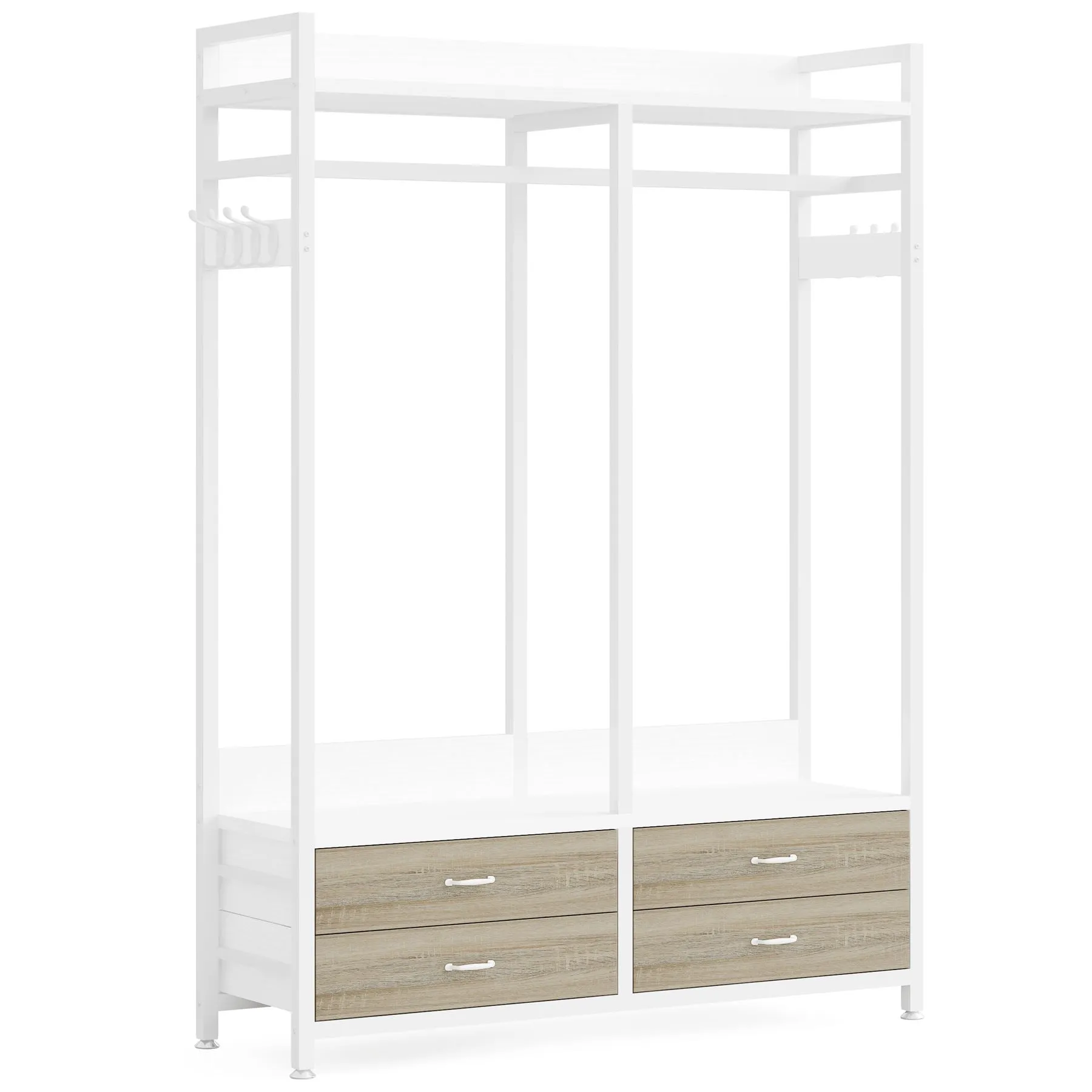 Freestanding Closet Organizer, Garment Rack with Drawers & Shelves