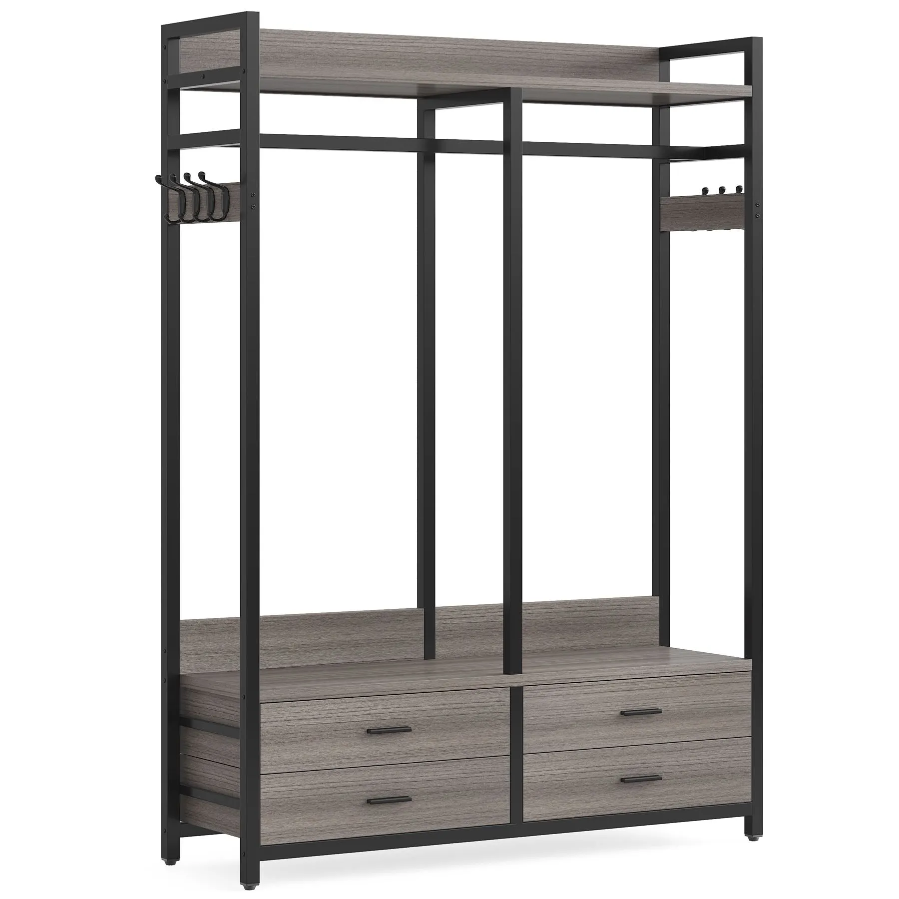 Freestanding Closet Organizer, Garment Rack with Drawers & Shelves