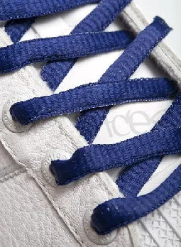 French Navy Blue Oval Shoelaces - 8mm wide