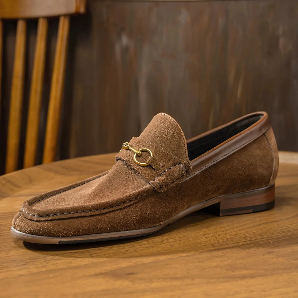 Genuine Leather Brown Color Appliques Loafers