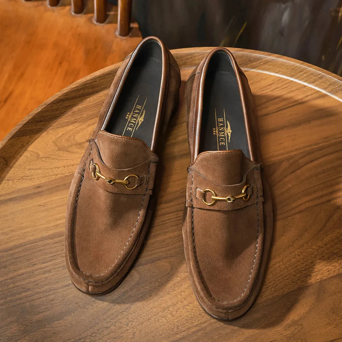 Genuine Leather Brown Color Appliques Loafers