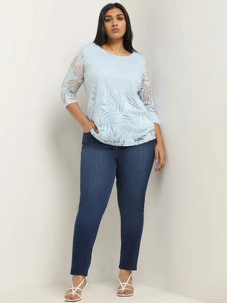 Gia Blue Self-Patterned Top