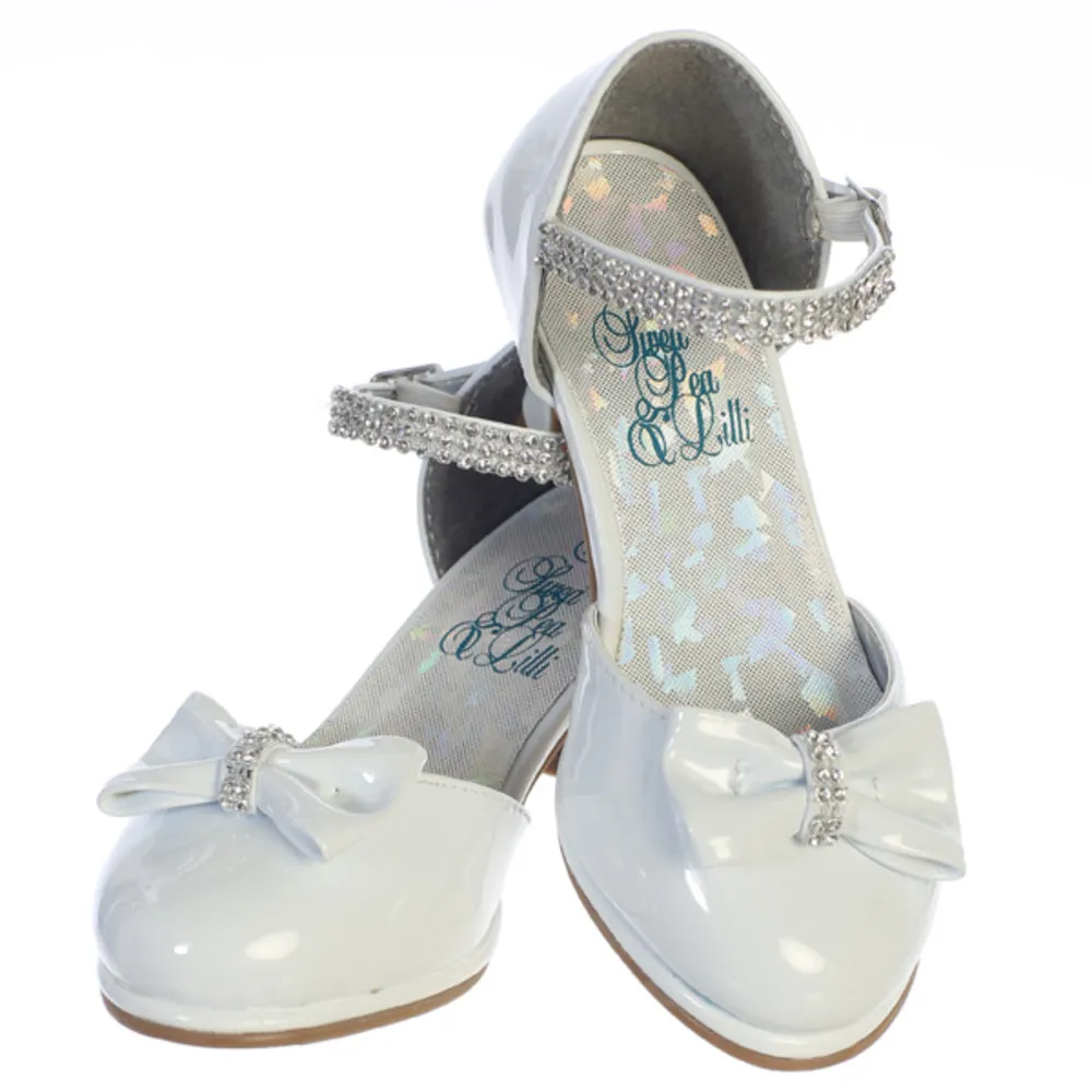 Girls shoes with 1 3/4" heel & rhinestone ankle strap