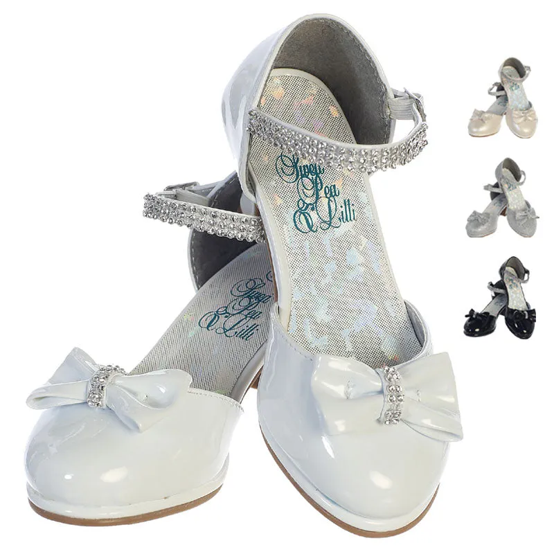 Girls shoes with 1 3/4" heel & rhinestone ankle strap