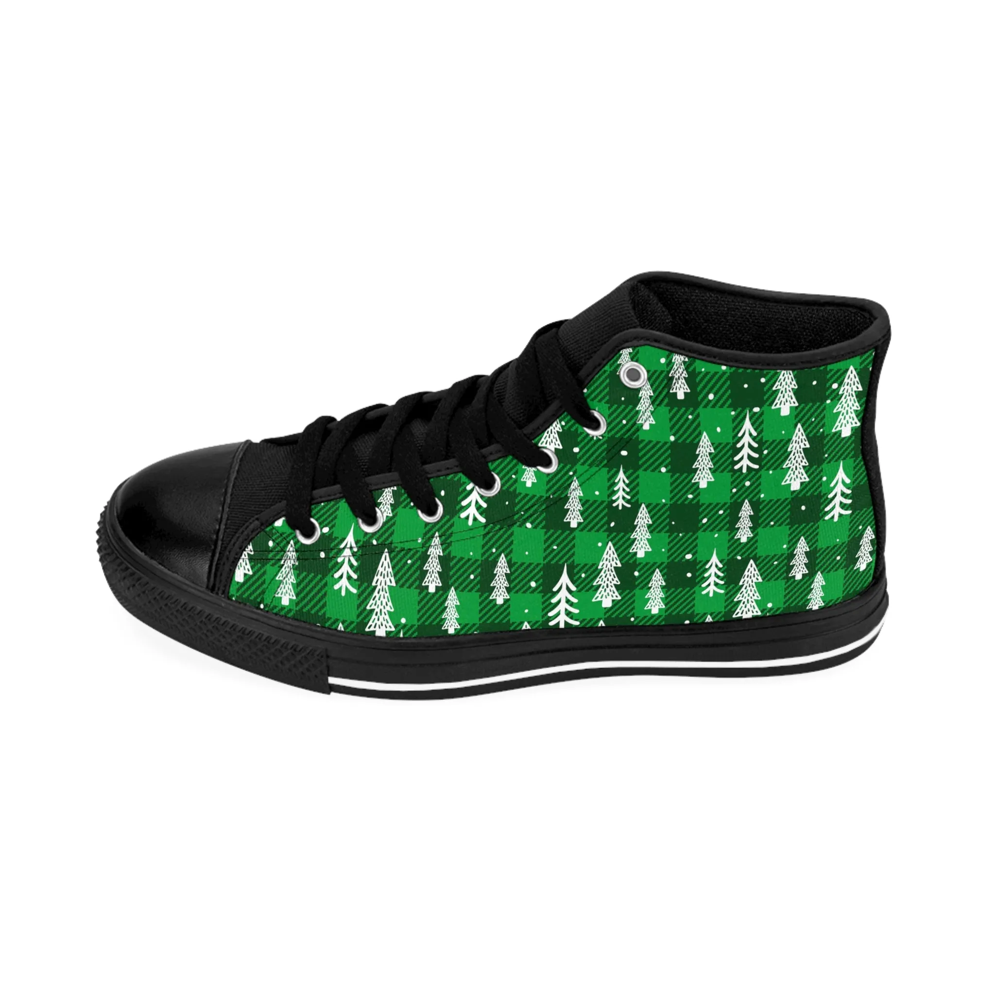 Green Trendy Christmas Trees Men's Classic Sneakers