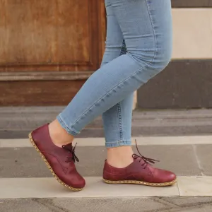 Handmade Barefoot Leather Shoes Burgundy for Women