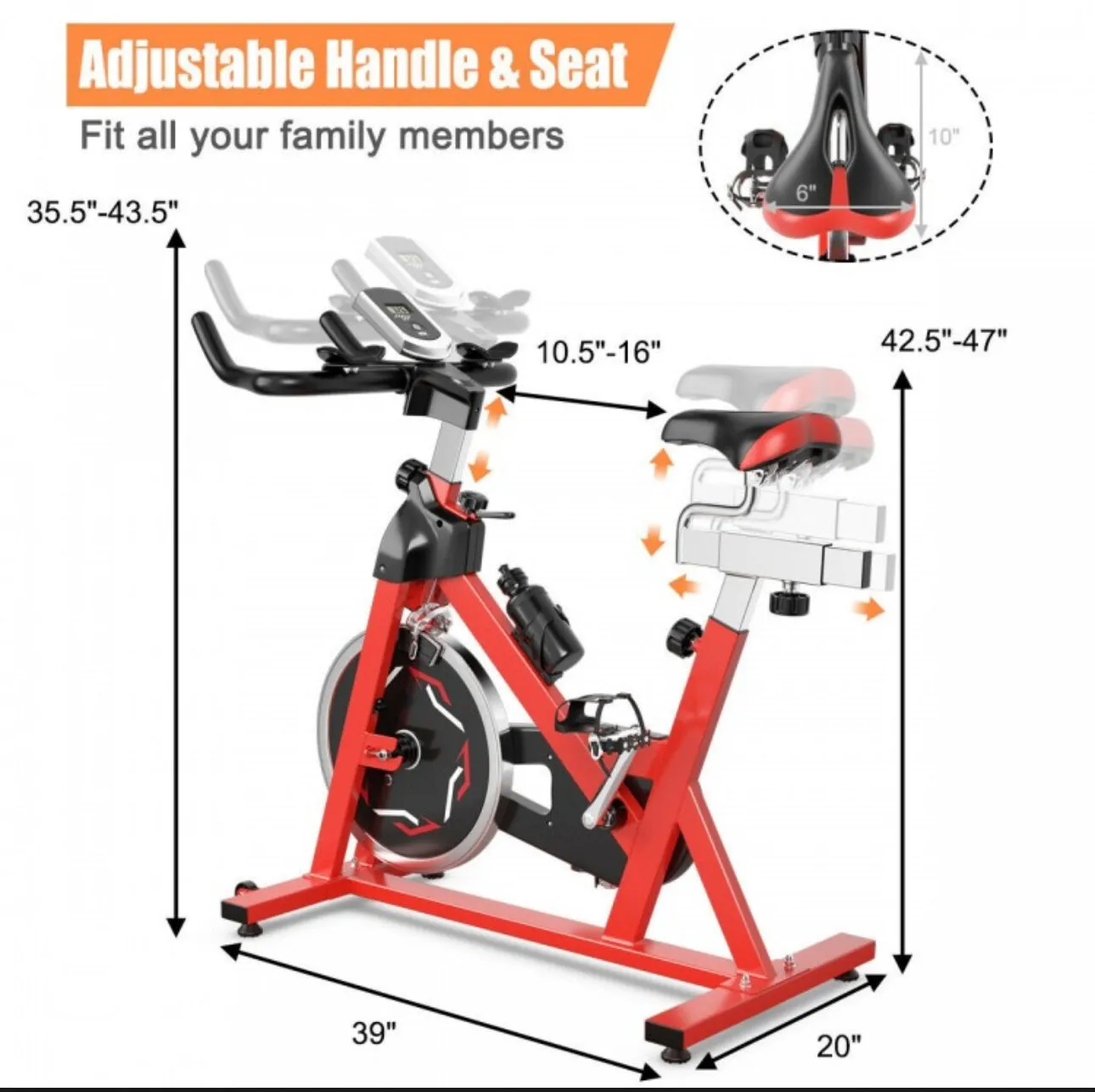 Heavy Duty Indoor Stationary Silent Belt Driven Exercise Cycling Bike For Gym, Home, Office | Fat Burning | Adjustable Handle, Seat | Comfy Seat | Cup Holder