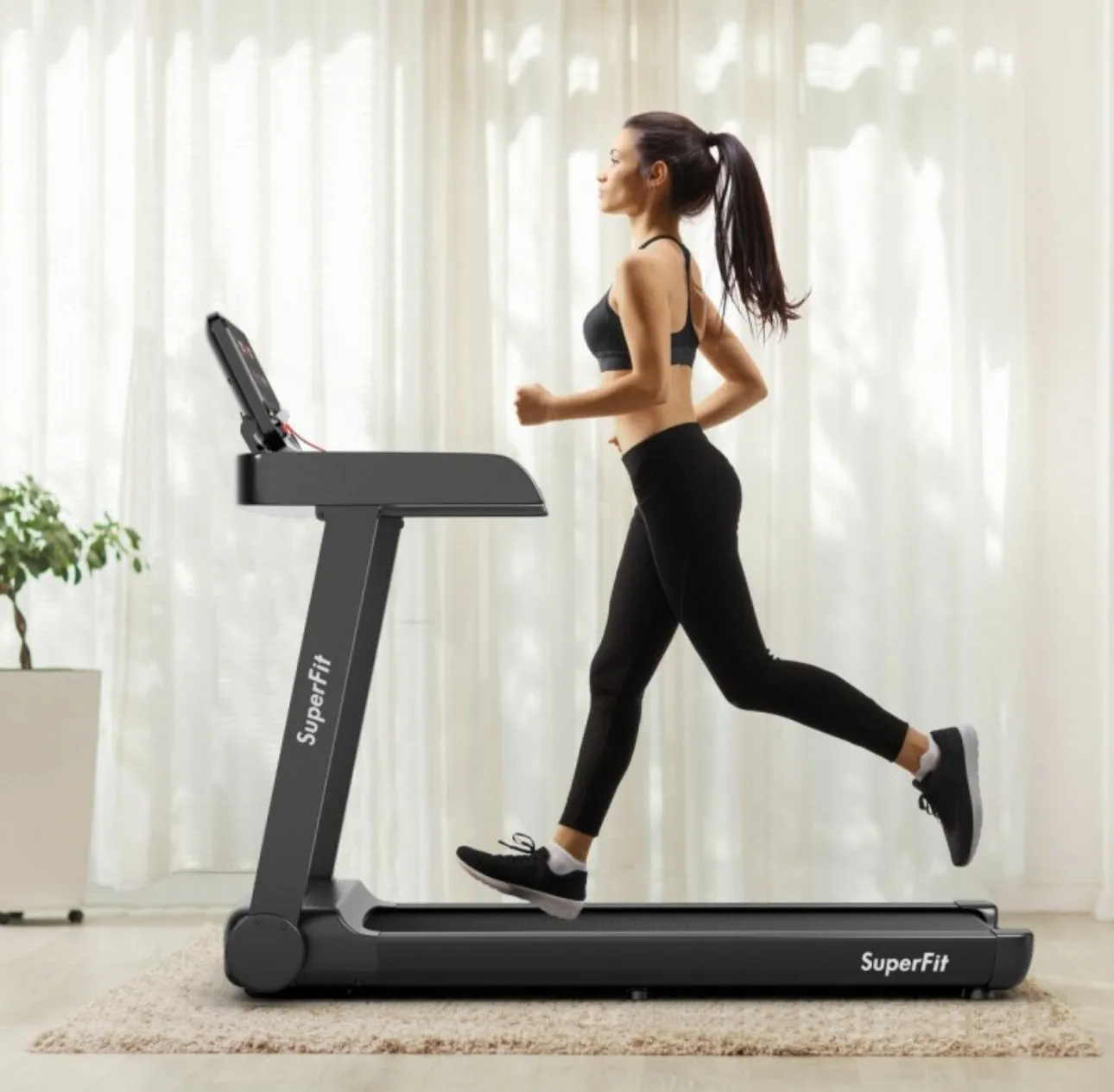 Heavy Duty Quiet 2.25HP Electric Treadmill Running Machine With App Control | 12 Different Programs | 0.5-7.5 MPH