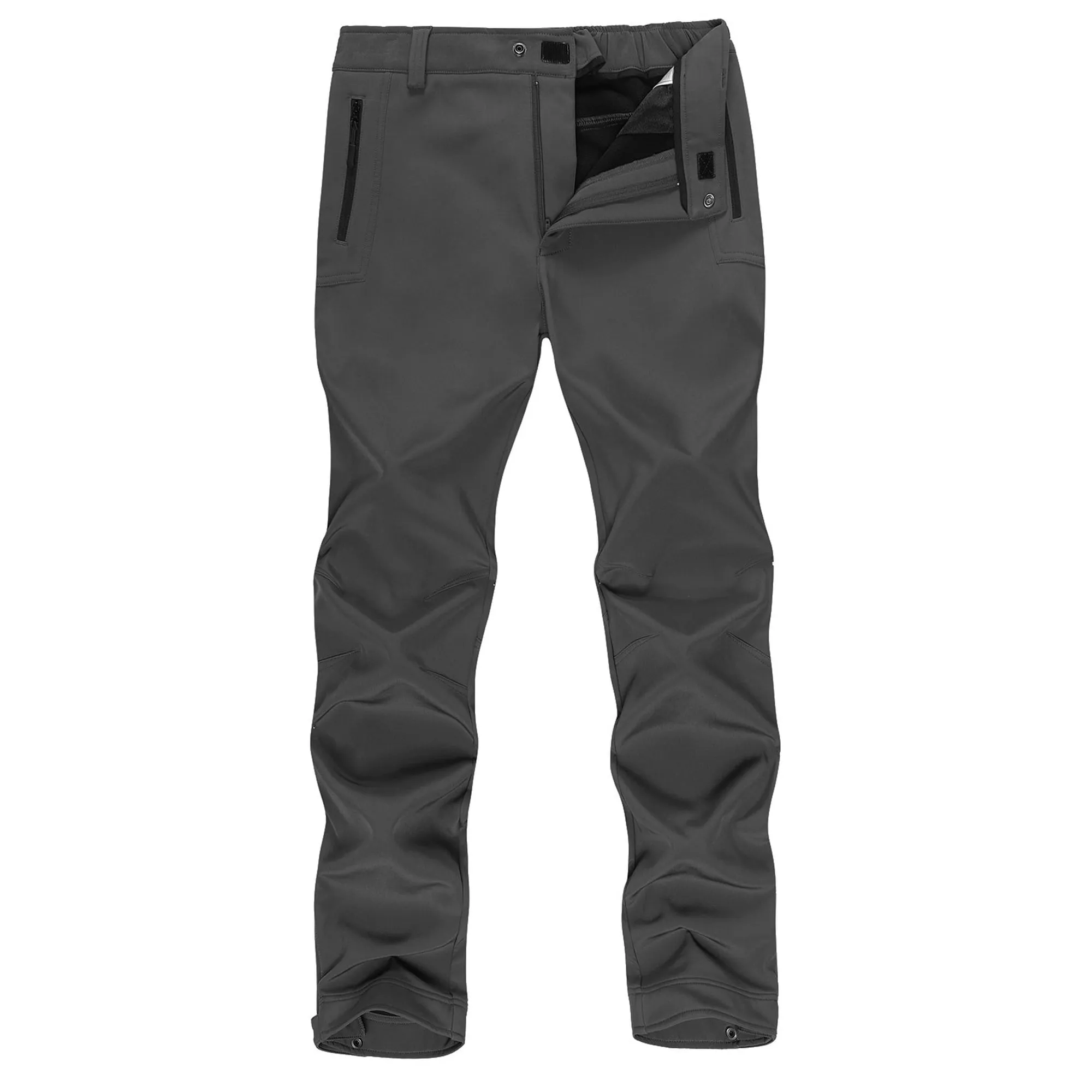 Hiauspor Snow Pants Men Fleece Lined Waterproof Ski Pants Insulated Snowboarding Hiking Softshell Pants