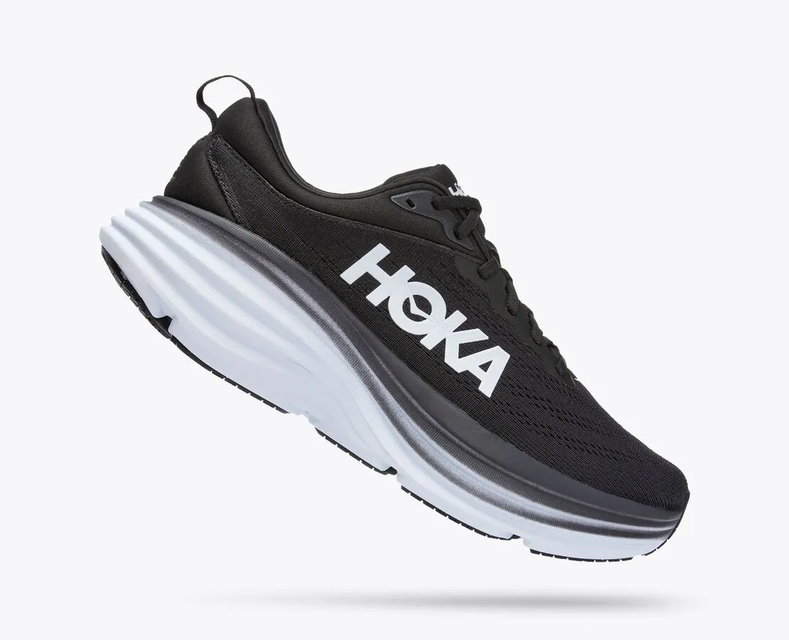 Hoka Bondi 8 Black White WIDE Men's