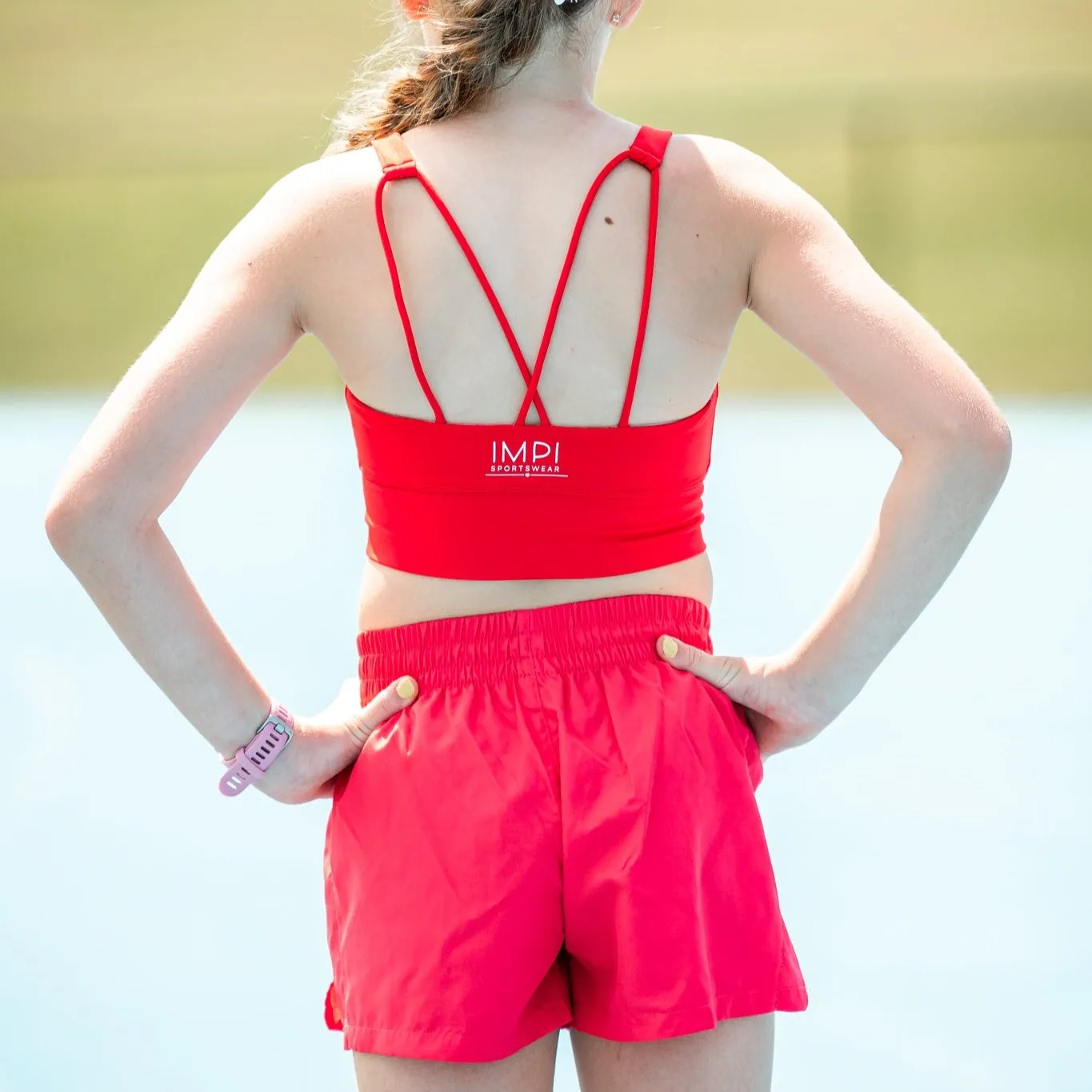 IMPI New Fit Longer Strappy Running Crop - Red