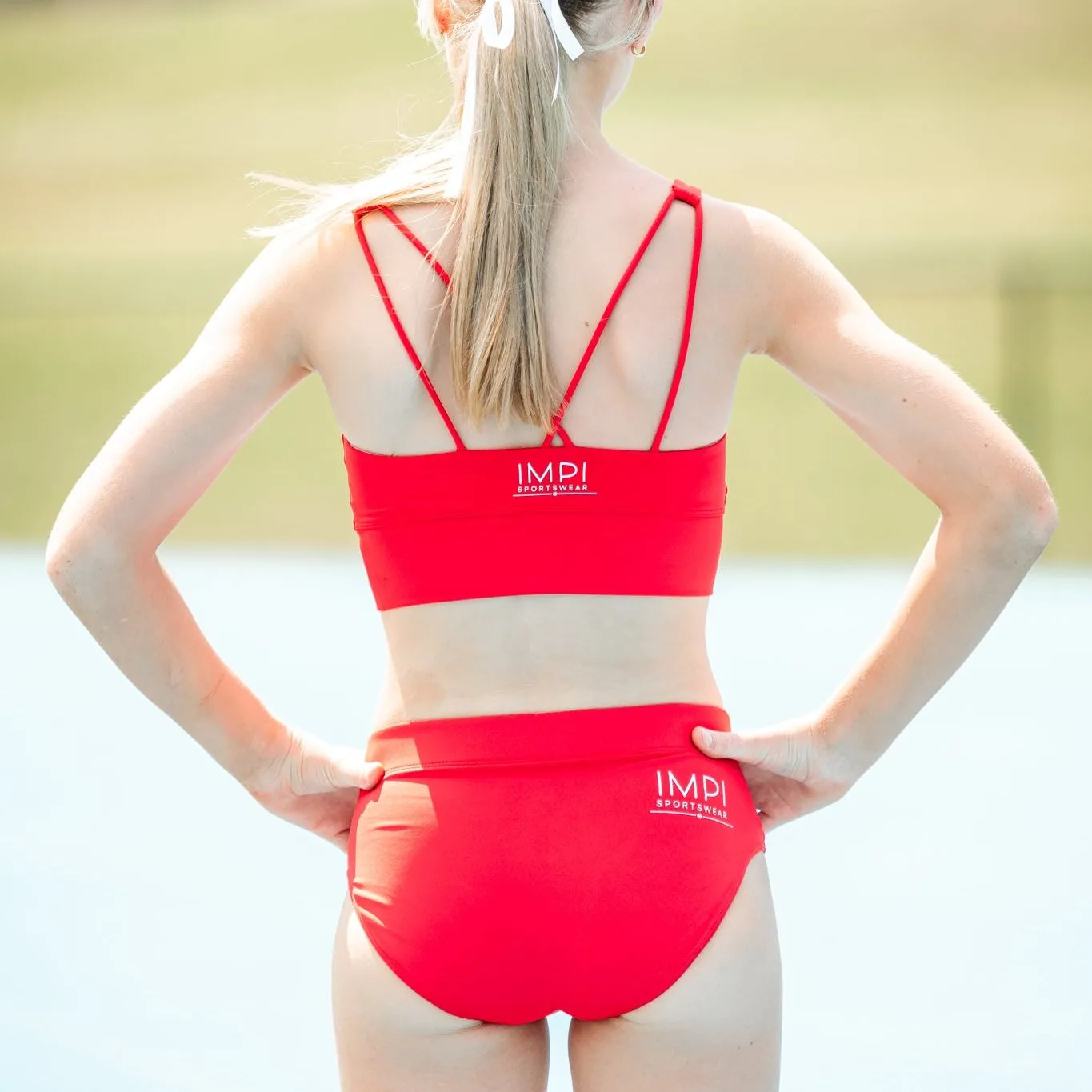 IMPI New Fit Longer Strappy Running Crop - Red