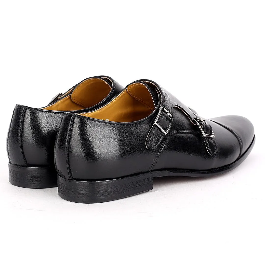 J.M Weston Classy Black Double strap Designed Men's Leather Shoe