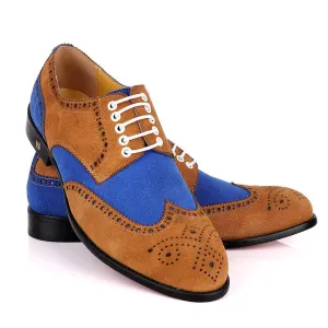 John Foster Brown Blue Suede Brogues Shoe