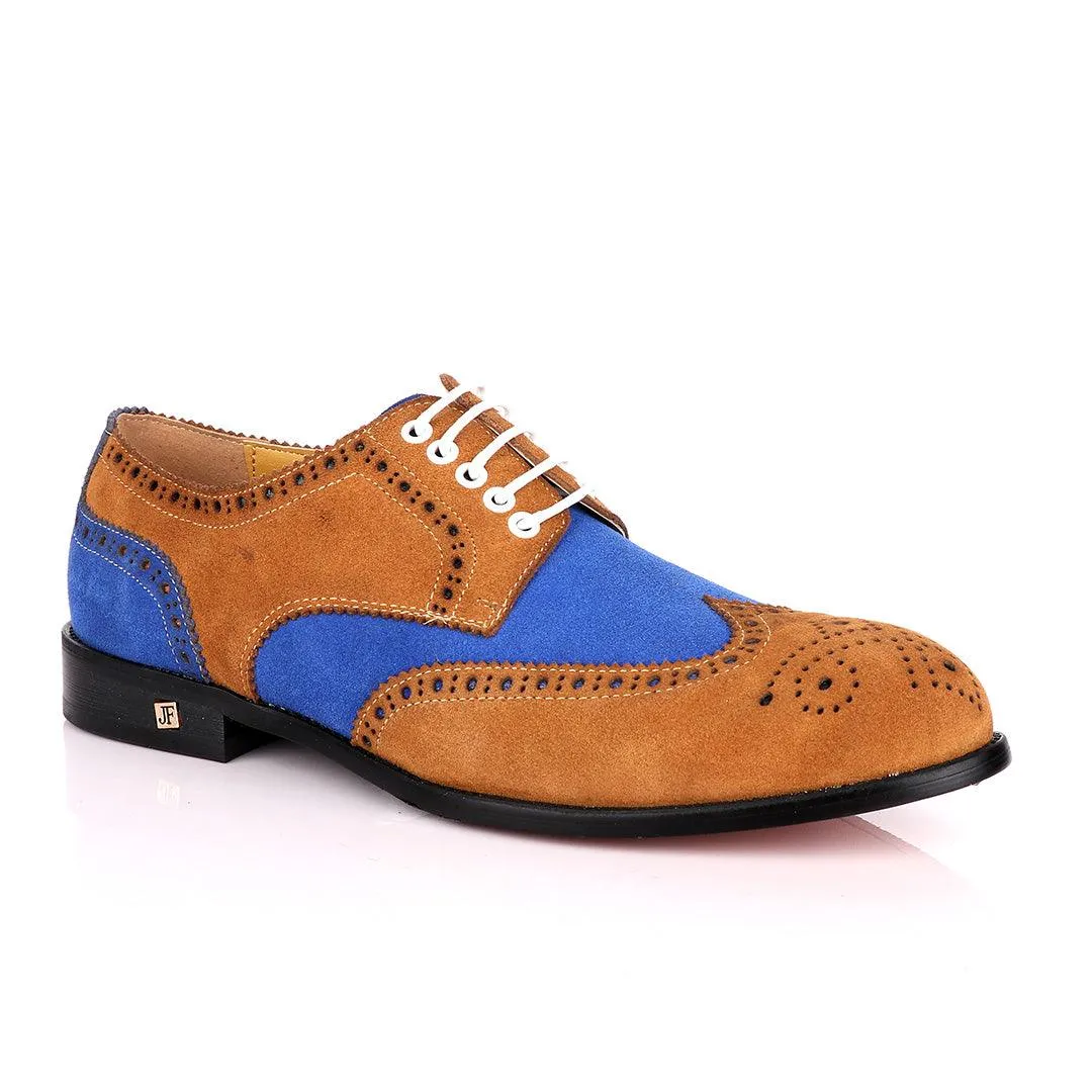 John Foster Brown Blue Suede Brogues Shoe