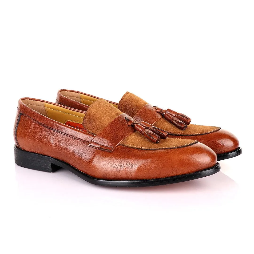 John Mendson Crafted Brown and Suede tassel Loafers Shoe