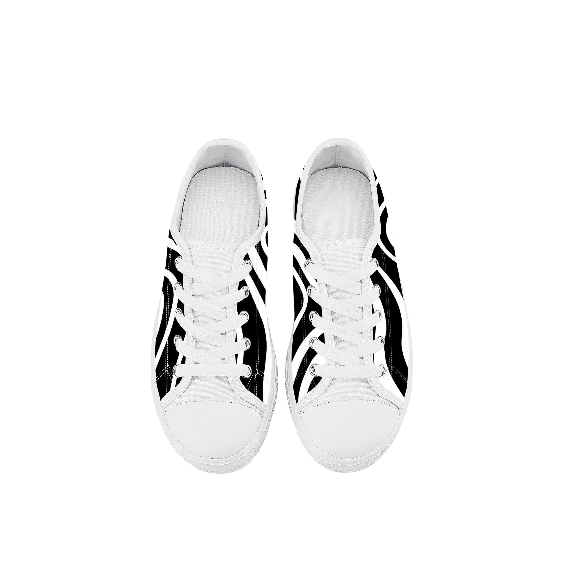 Kids Low Top Canvas Sneakers - Black/White