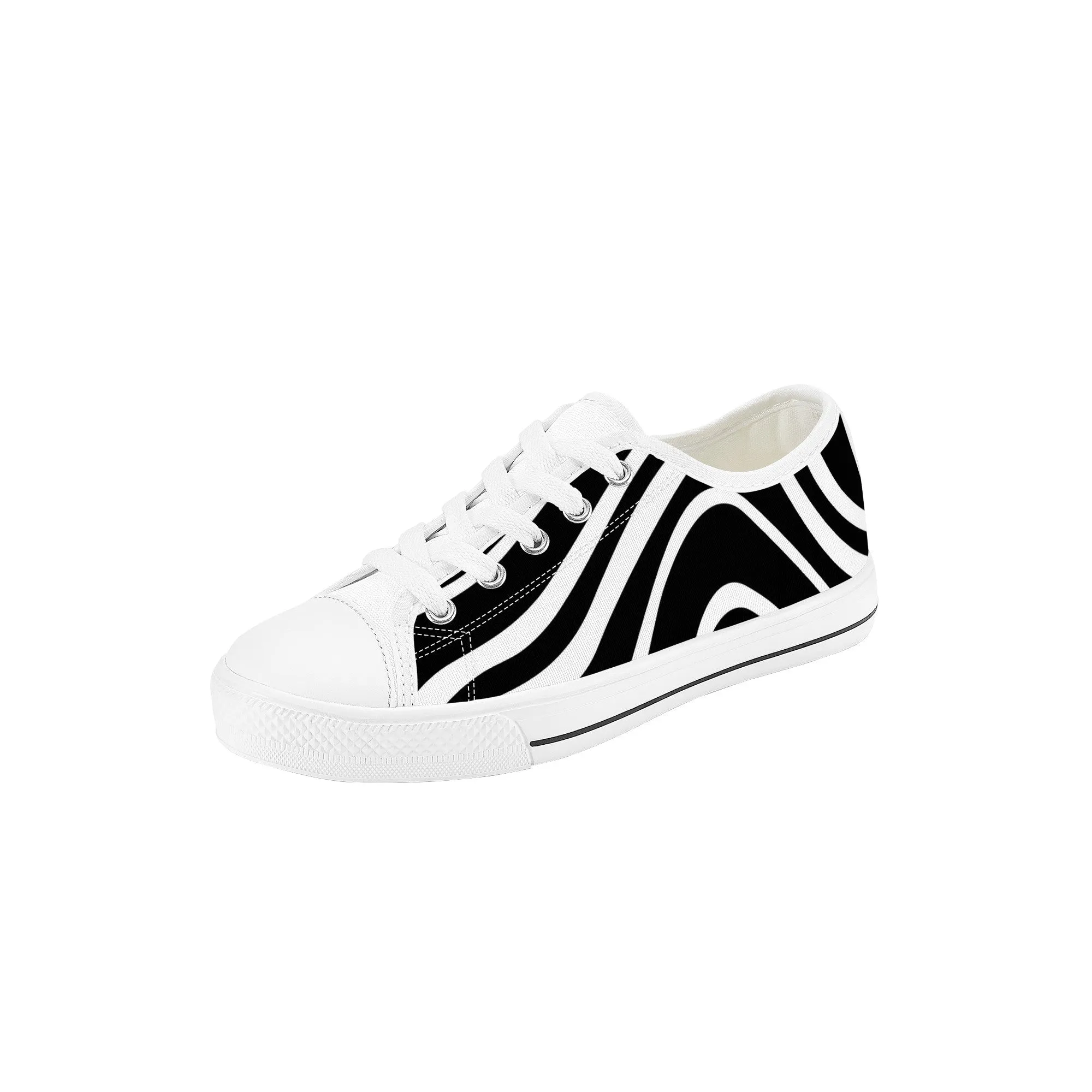 Kids Low Top Canvas Sneakers - Black/White