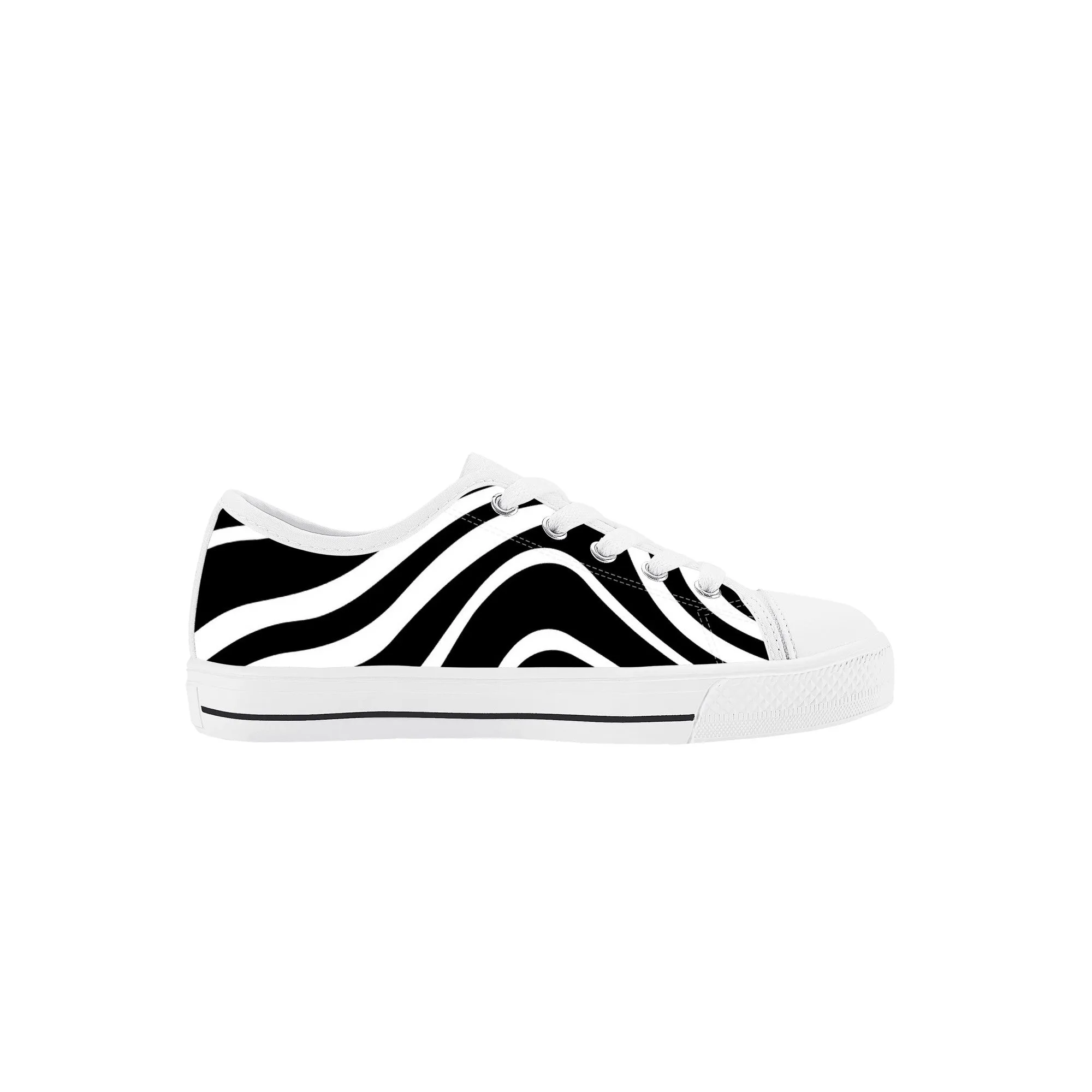 Kids Low Top Canvas Sneakers - Black/White