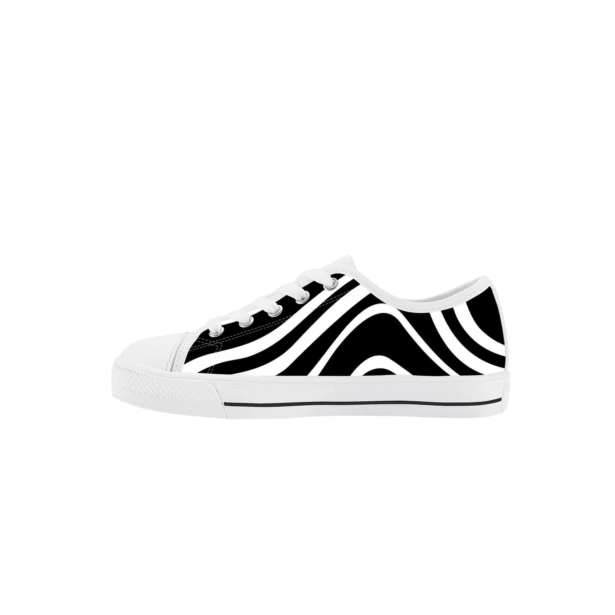 Kids Low Top Canvas Sneakers - Black/White