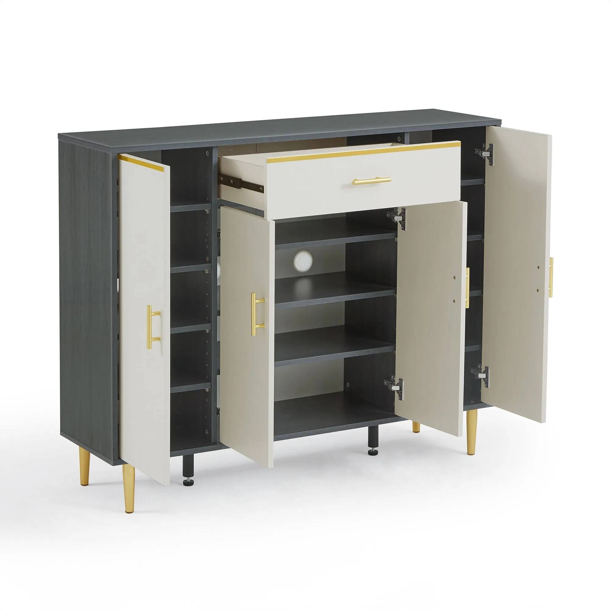 LIAM 120cm White & Grey Shoe Cabinet