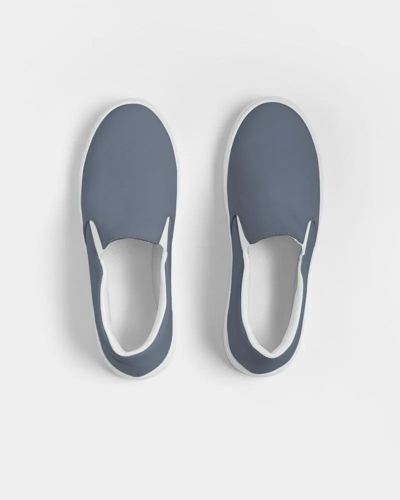 Medium Dark Blue Slip-On Canvas Sneakers | Women's | Medium Dark Pale Pastel Blue | C30M15Y0K60