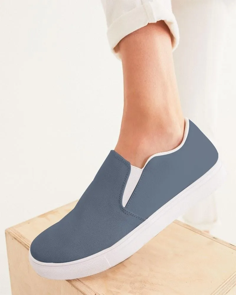 Medium Dark Blue Slip-On Canvas Sneakers | Women's | Medium Dark Pale Pastel Blue | C30M15Y0K60