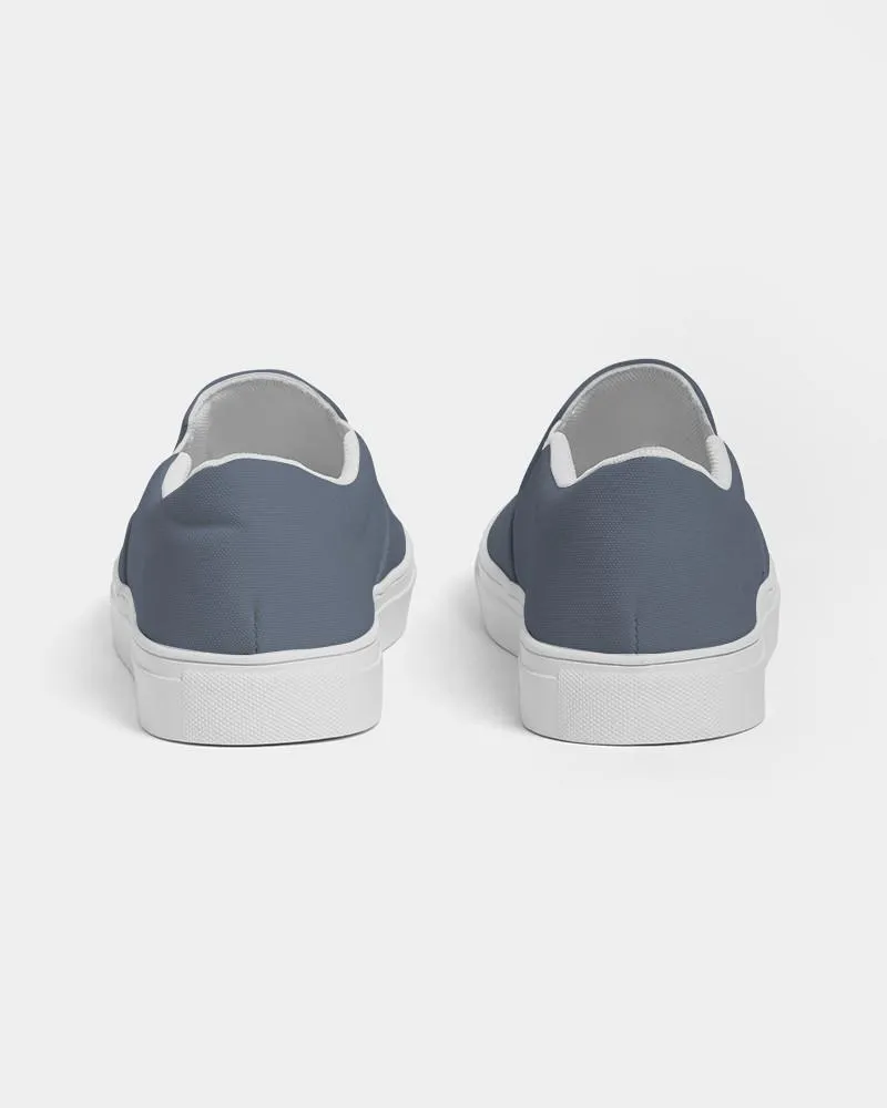 Medium Dark Blue Slip-On Canvas Sneakers | Women's | Medium Dark Pale Pastel Blue | C30M15Y0K60