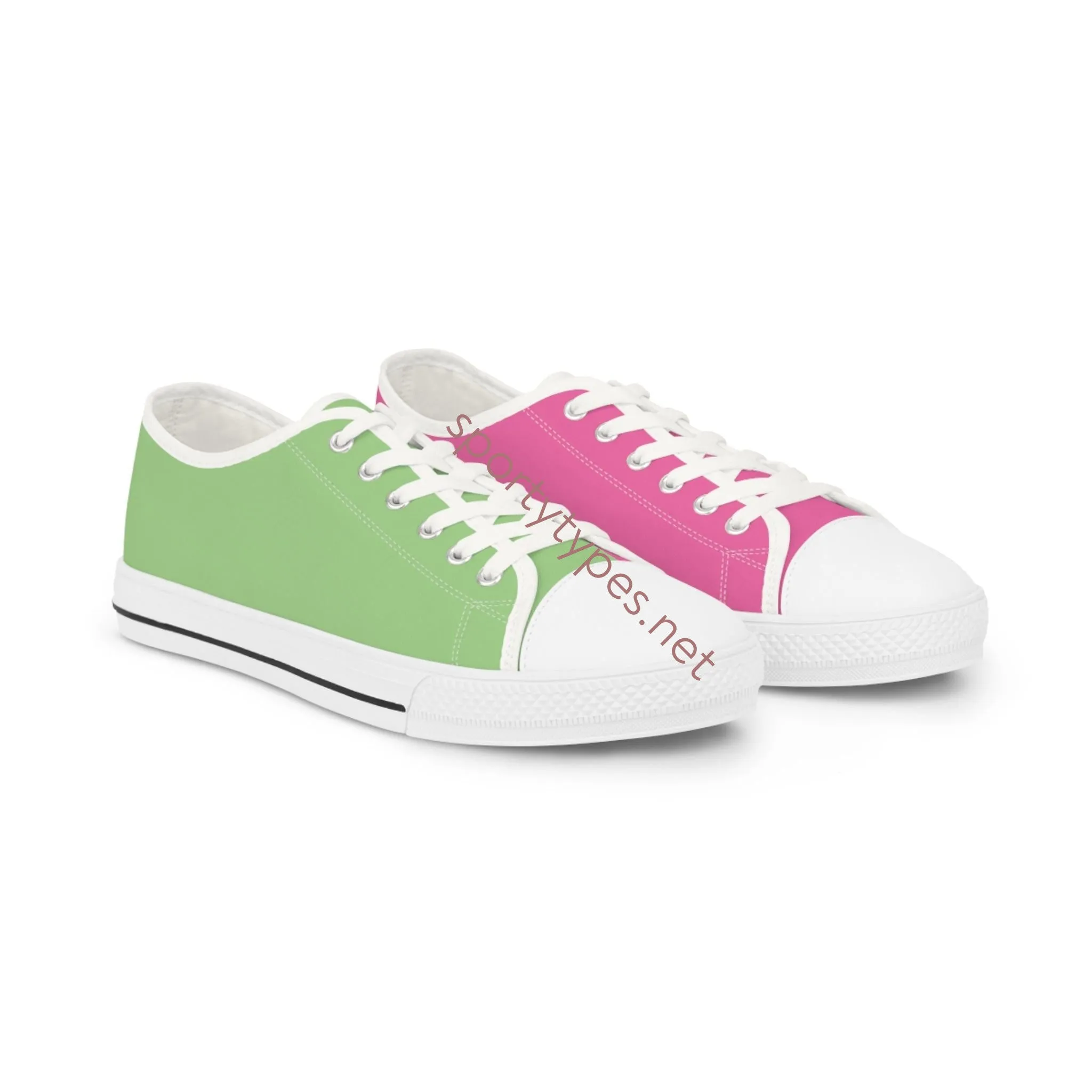 Men's Pink & Green Mismatched Low Top Sneakers