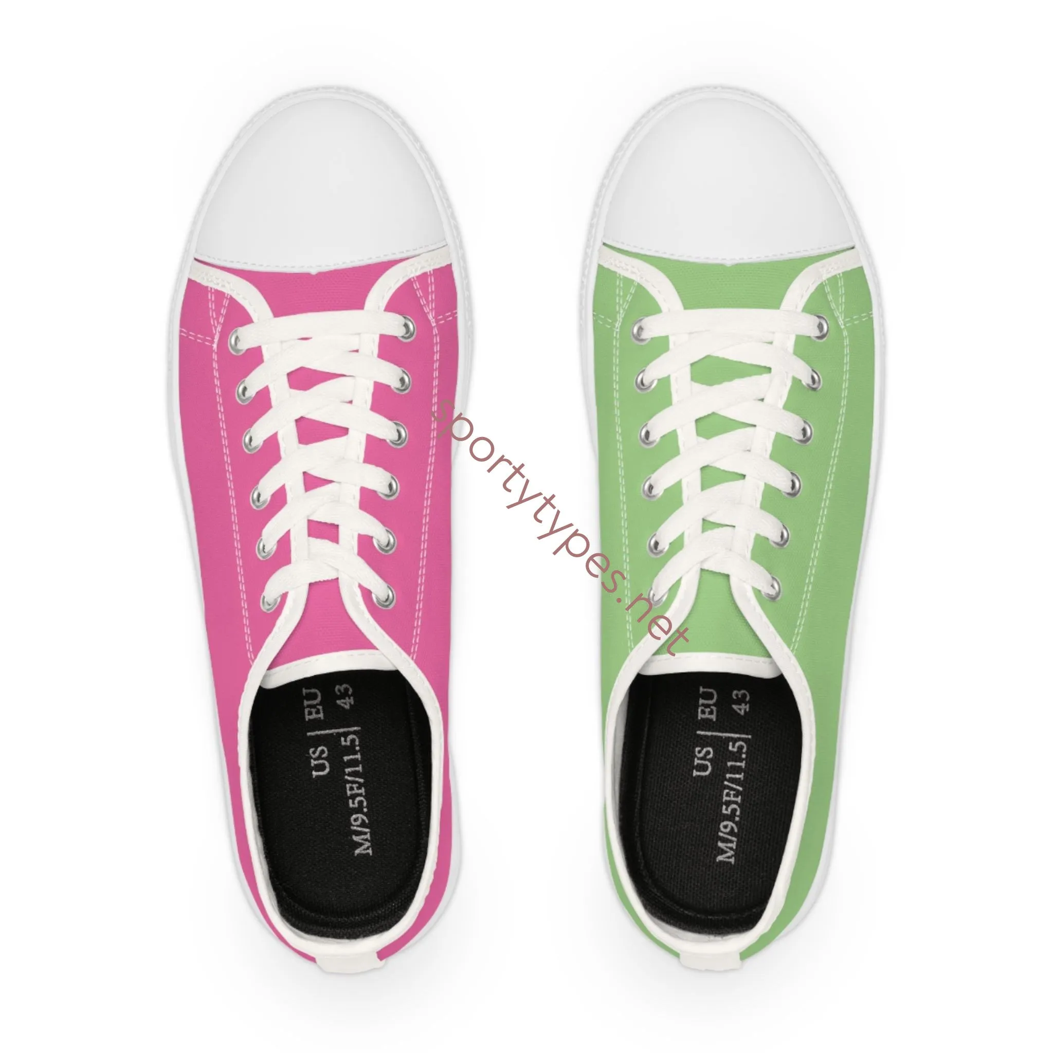 Men's Pink & Green Mismatched Low Top Sneakers