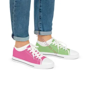 Men's Pink & Green Mismatched Low Top Sneakers