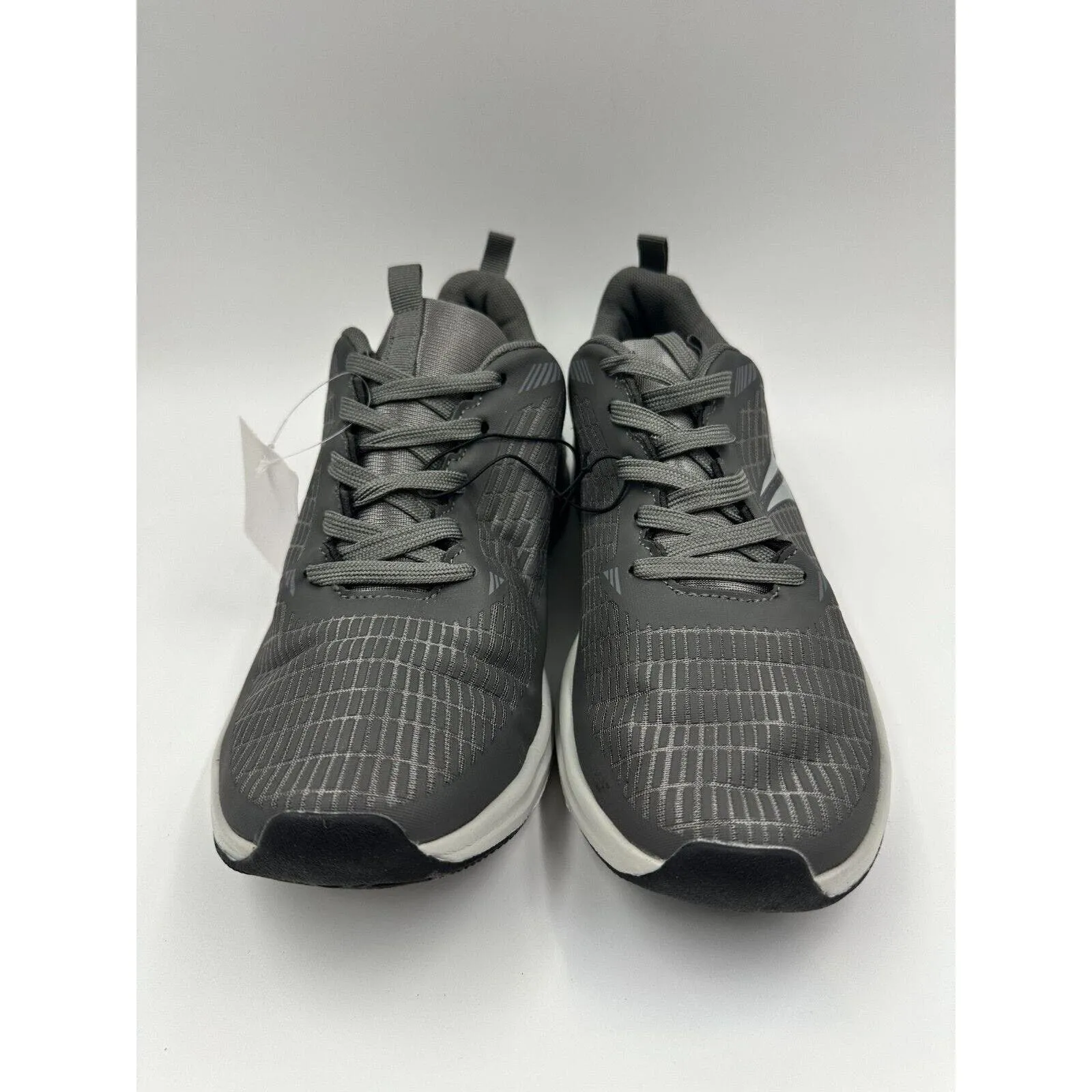 Men's Size 9.5, Gray Laced Sneakers, with Reflective Details & White Soles