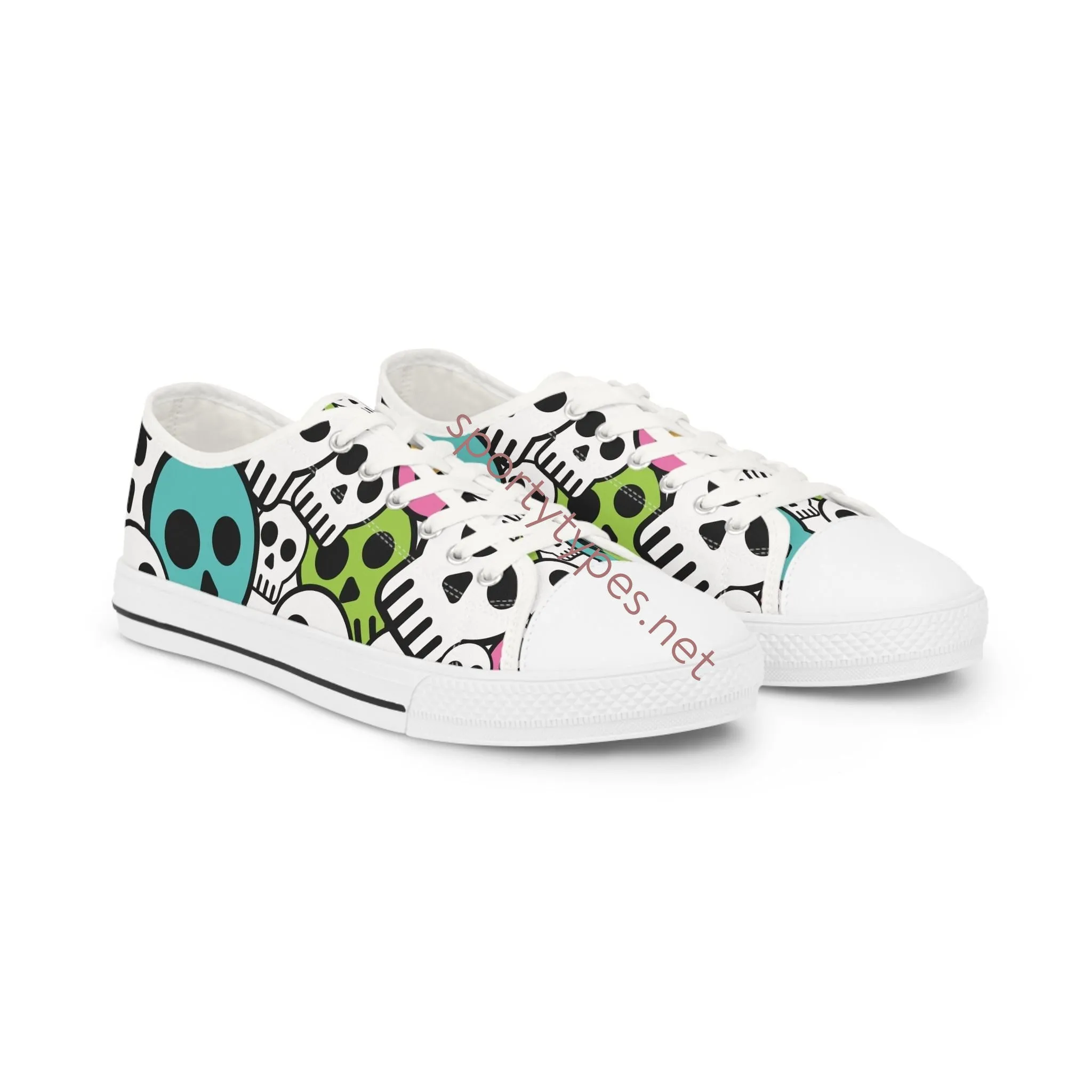 Men's Skull Print Canvas Low Top Sneakers