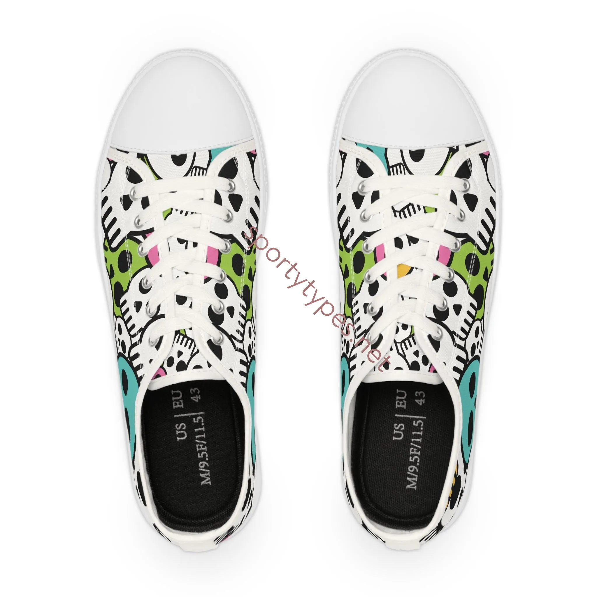 Men's Skull Print Canvas Low Top Sneakers