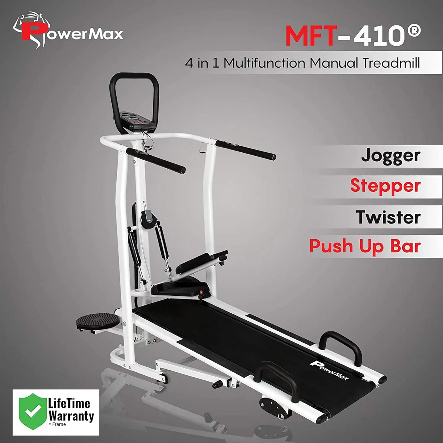 MFT-210 Non-Electric 2 in 1 Manual Treadmill for Home Use with Twister | 3-Level Incline | Vertical Foldable | 110kg Max User Weight | DIY (DO IT Yourself)